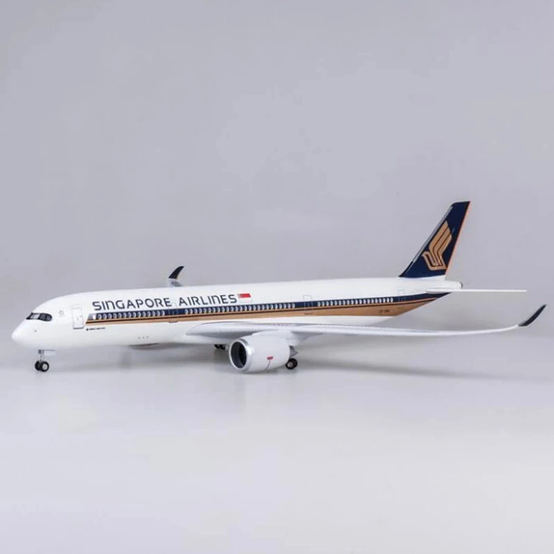 

47CM 1/142 Skala Pesawat Airbus A350 Singapore Airlines Model W Lampu & Roda Diecast Resin Plastik Pesawat Koleksi Dekorasi