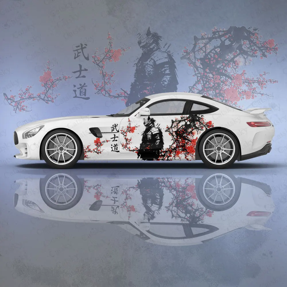 Japanse Samurai 2 Stuks Auto Sticker Voor Universele Grote Auto Vinyl Wrap Sticker Custom Auto Sticker Voor Auto Zijkap Decoratie