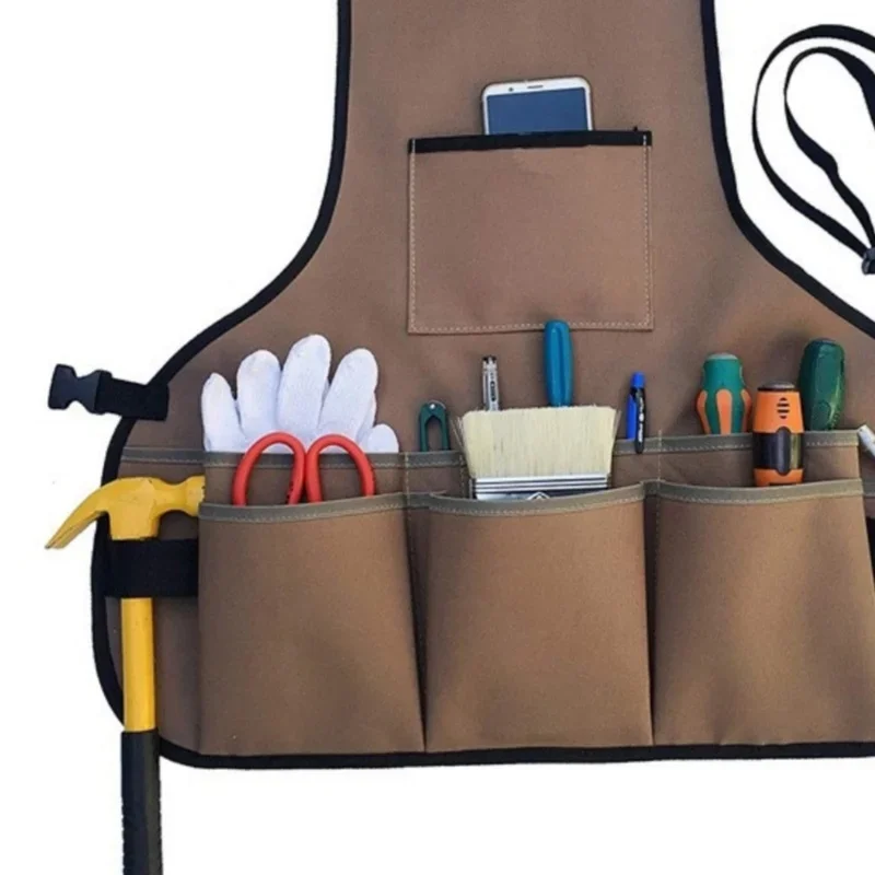 Oxford Cloth Bag Tools Bags Apron with Multi-pocket Woodworking Apron Waterproof Gardening Work Apron for Workshop Mechanic Carp