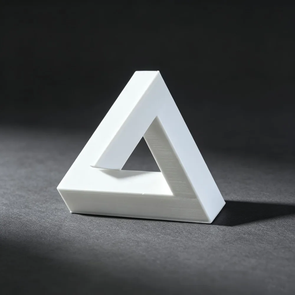 3D Printed Impossible Triangle Ornament Minimal White Educational Model Triangle Illusion Figurine Funny Abstract