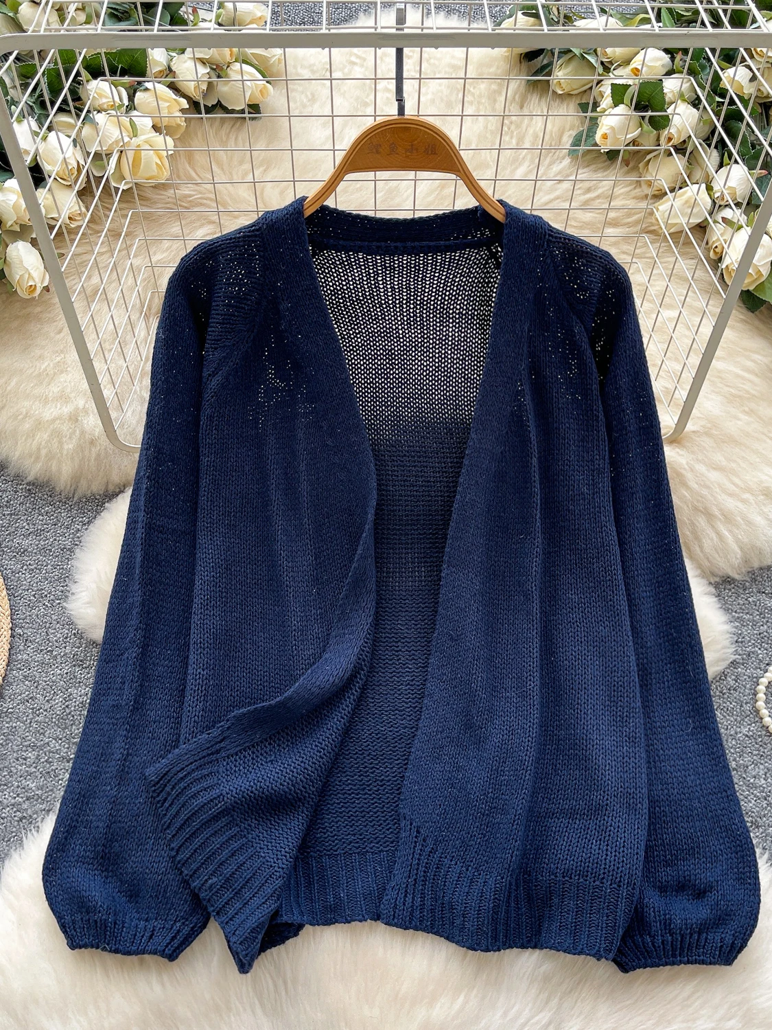 

Loose Fit round Ne Knitted Cardigan Women's Sle Korean Lazy Faion Slimming Sweater Outerwear for Commuting Autumn Season