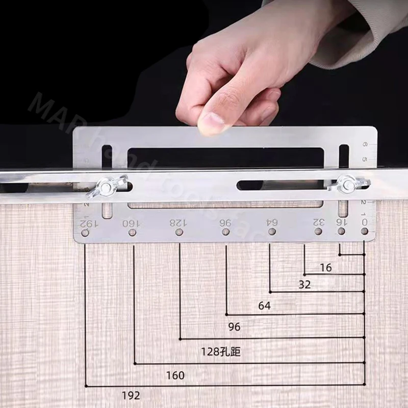 Gabarit de localisation de trou de poignée pour porte d'armoire, ensemble de guides centraux, travail de calcul de la masse, perceuse de travail, installation du bouton