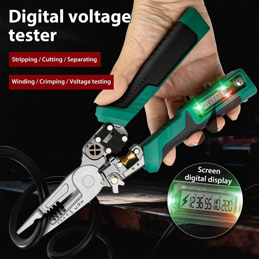 

Щипцы для зачистки с цифровым тестером напряжения, обжимные клещи для резки кабеля, многофункциональные клещи для зачистки проводов, плоскогубцы для электрика