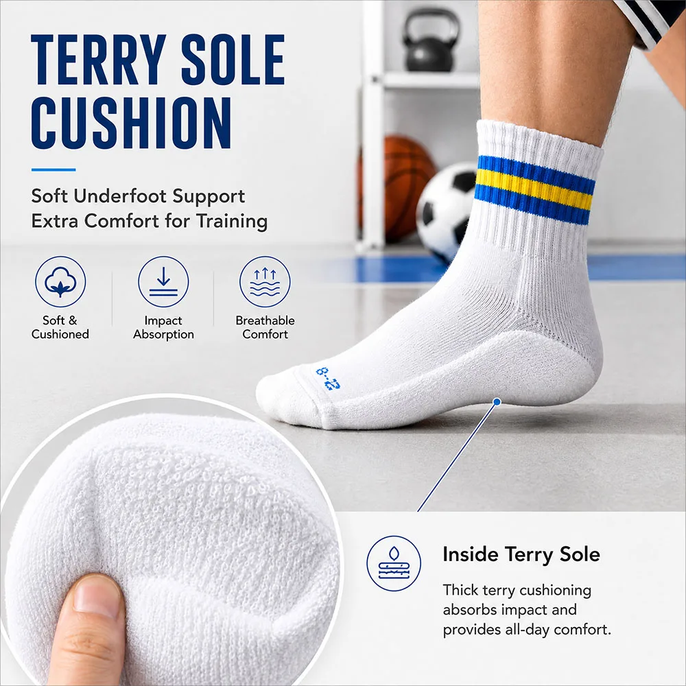 4Pairs Unisex Number Print Cotton Socks Breathable Moisture Wicking Crew Socks Sports Cushioned Non Slip Gift Box Trendy
