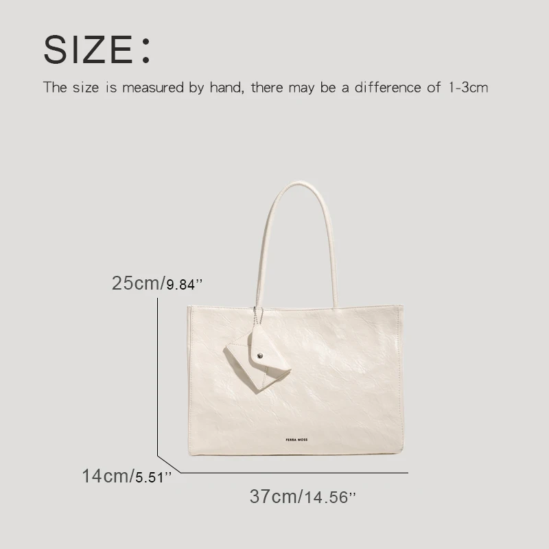 England Style Tote Bags For Women Luxury Designer Handbag And Purses 2024 New In PU Ruched Letter Card Pocket Ornaments Shoulder