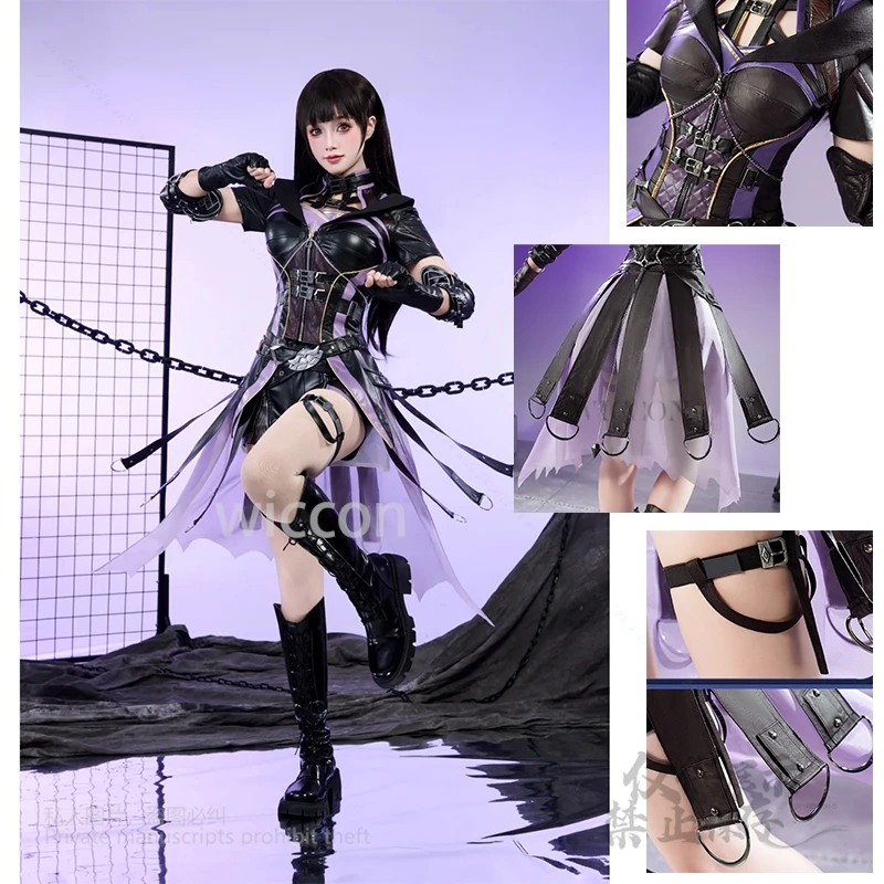 

MoeMimic Anime Game Love Deepspace Heroine Cosplay Costume Abysswalker Purple Uniform Halloween Party Outfit Women Customized