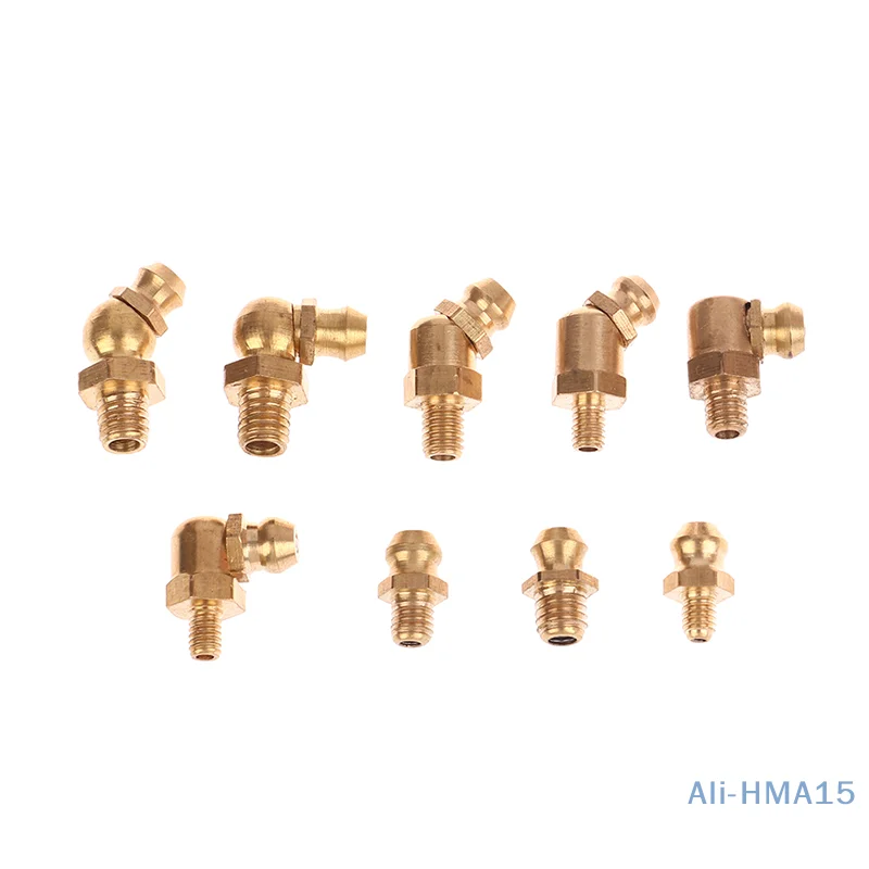 1pc M4 M5 M6 Male Thread 1mm Pitch 45 90 Degree straight Brass Hydraulic Grease Nipple Fittings