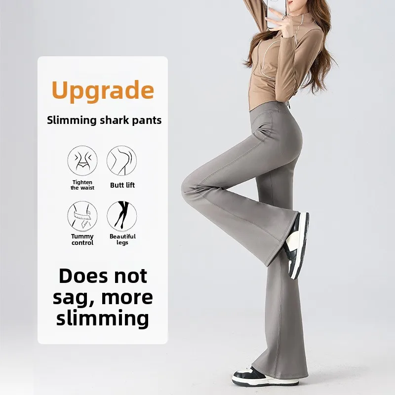 

High Waist Fce Lined Yoga Pants Women's Autumn Winter Warm Trousers Bell Bot Leggings Slimming Boting Pants