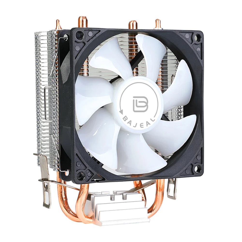 مبرد وحدة المعالجة المركزية مع أنبوبين للحرارة مروحة تبريد RGB هادئة بألوان قوس قزح 3PIN مروحة RGB صامتة لـ Intel LGA775 1150/1151/1155/1156/1200 AMD AM2