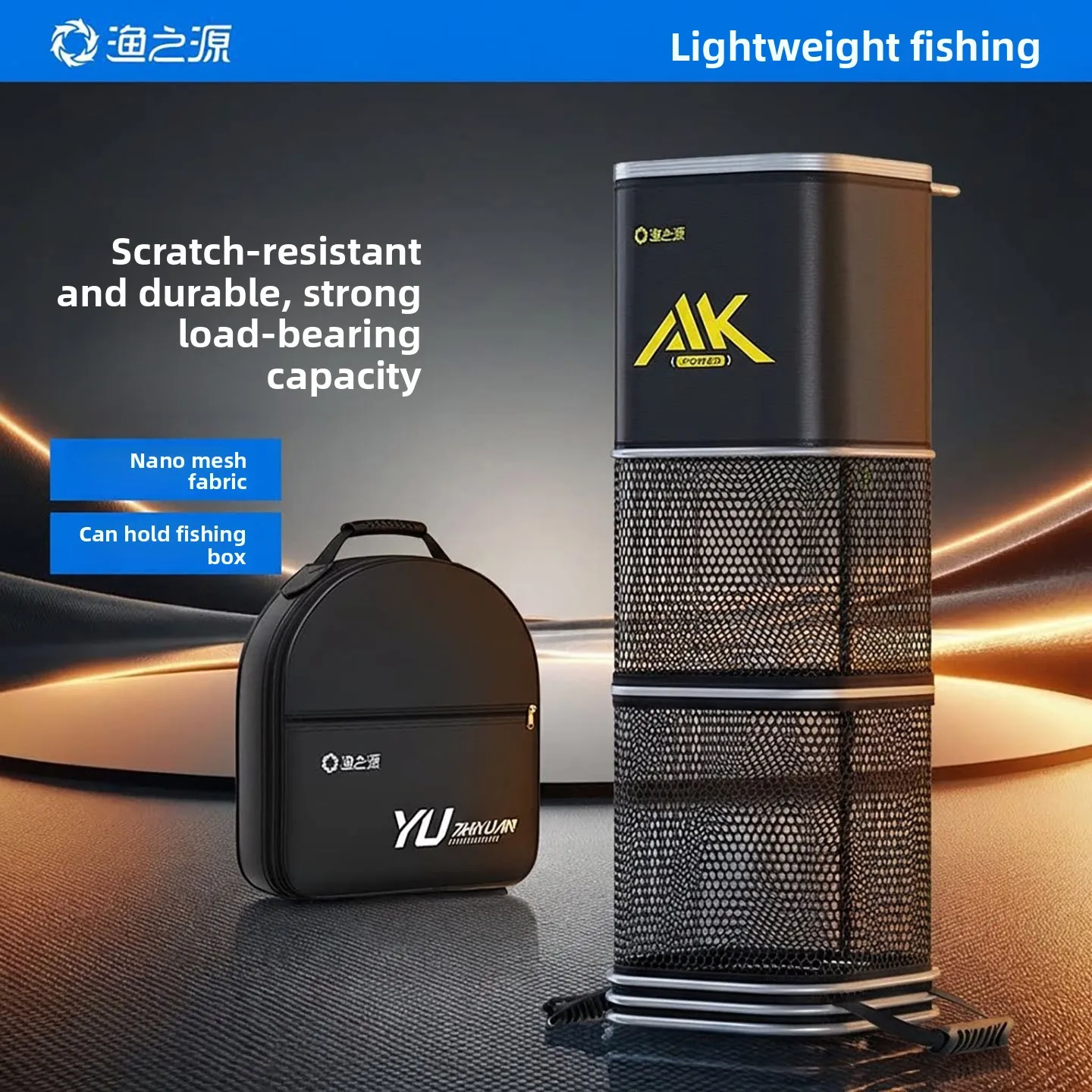 High Quality Square Fish Guard New Model Aluminum Alloy Ring Fishing Net Bag for Wild Fishing Durable Quick Dry Retractable Type