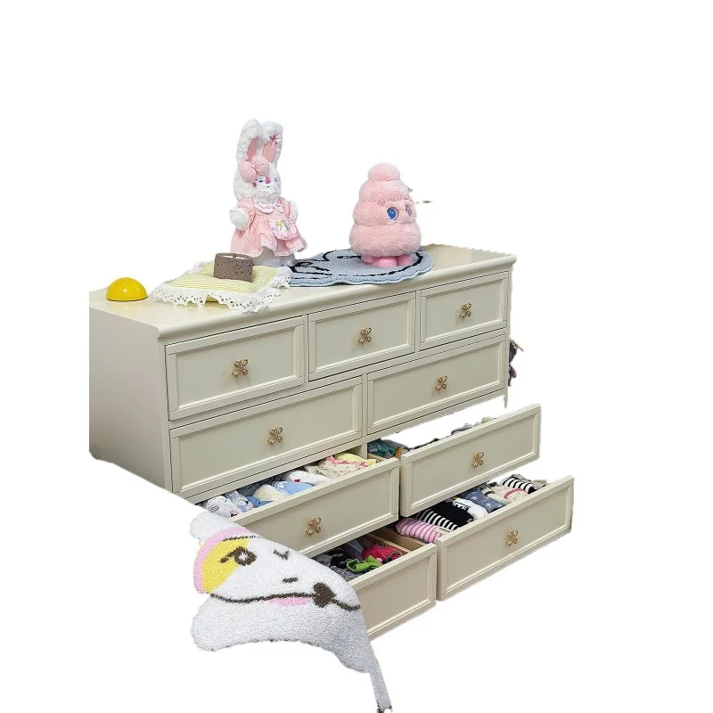 

Cream wind solid wood five or nine chest of drawers, dopamine drawers, simple, living room against the wall and bedside storage