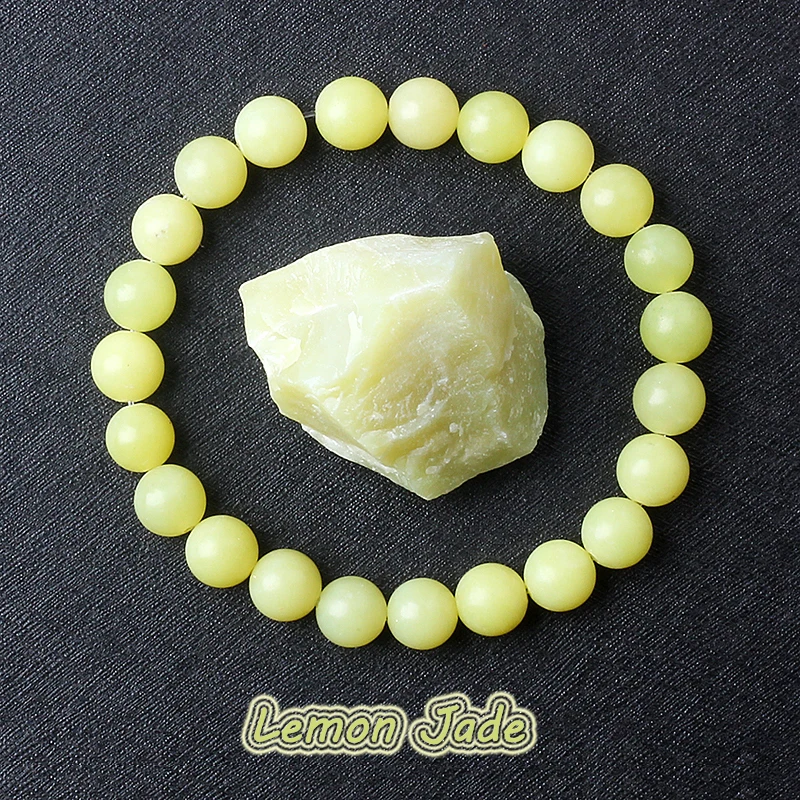 Natural Lemon Jades Bracelet Natural Yellow Stone Beads Bracelets for Men Women Ice Gem Bangle Elastic Jewelry Gift for Lovers