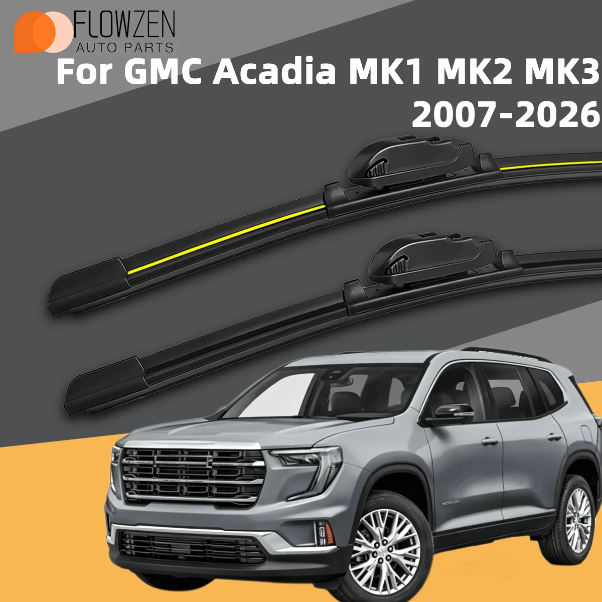 

2PCS Front Wiper Blades Fit For GMC Acadia MK1 MK2 MK3 2007-2026 Car Premium Quiet Streak-Free Long Lasting Auto Accessories