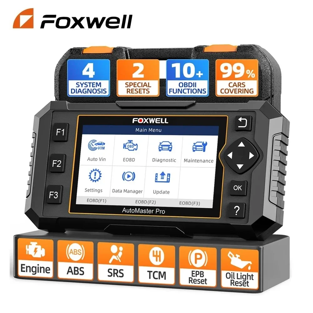 Диагностический сканер FOXWELL NT614 Elite OBD2, прибор для считывания кодов двигателя, коробки передач ABS SRS, EPB, PK NT604
