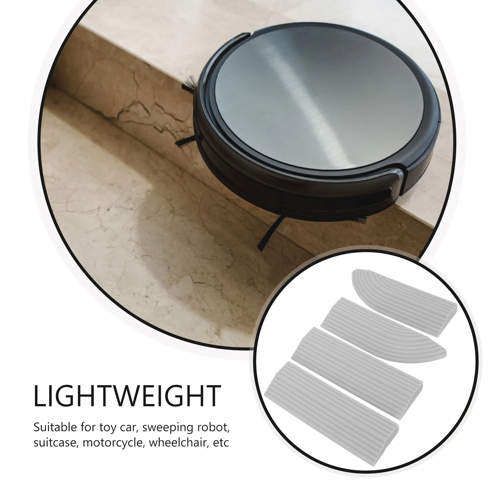 

1 Set Of Sweeping Robot Ramp Durable Rubber Threshold Ramps For Home Indoor Use Wheelchair Suitcase Skateboard Loading Ramp Mat