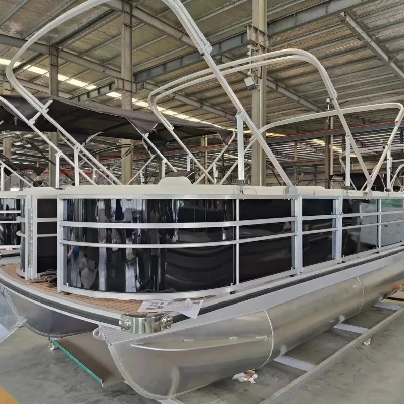 Allsea Sport Yacht CE Certified 4m-9m Outboard Engine Pontoon Boat for Fishing Leisure Entertainment Aluminum for River