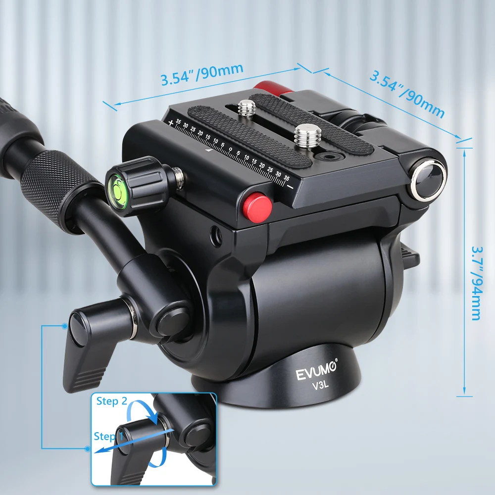 Tripod Video Fluide Pan Ball Head 1/4 and 3/8 inches Screw Quick Release Plate Panoramic Ballhead Tripod Monopod for Camera V3L