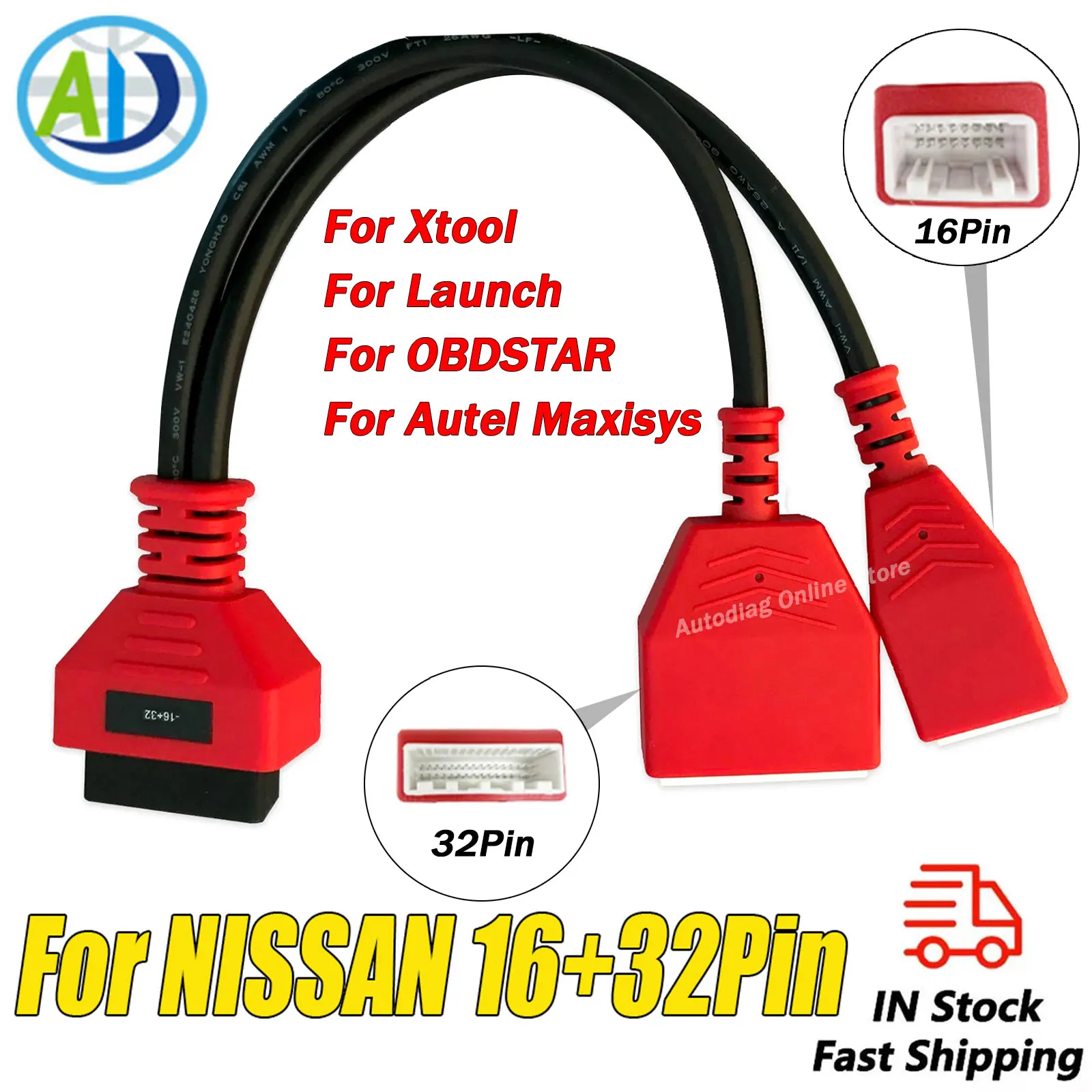 

Для Nissan/Renault/Dacia 16 + 32-контактный диагностический кабель OBDII для Sylphy для Autel IM608/IM508/Lonsdor K518SE разъем сканера OBD2