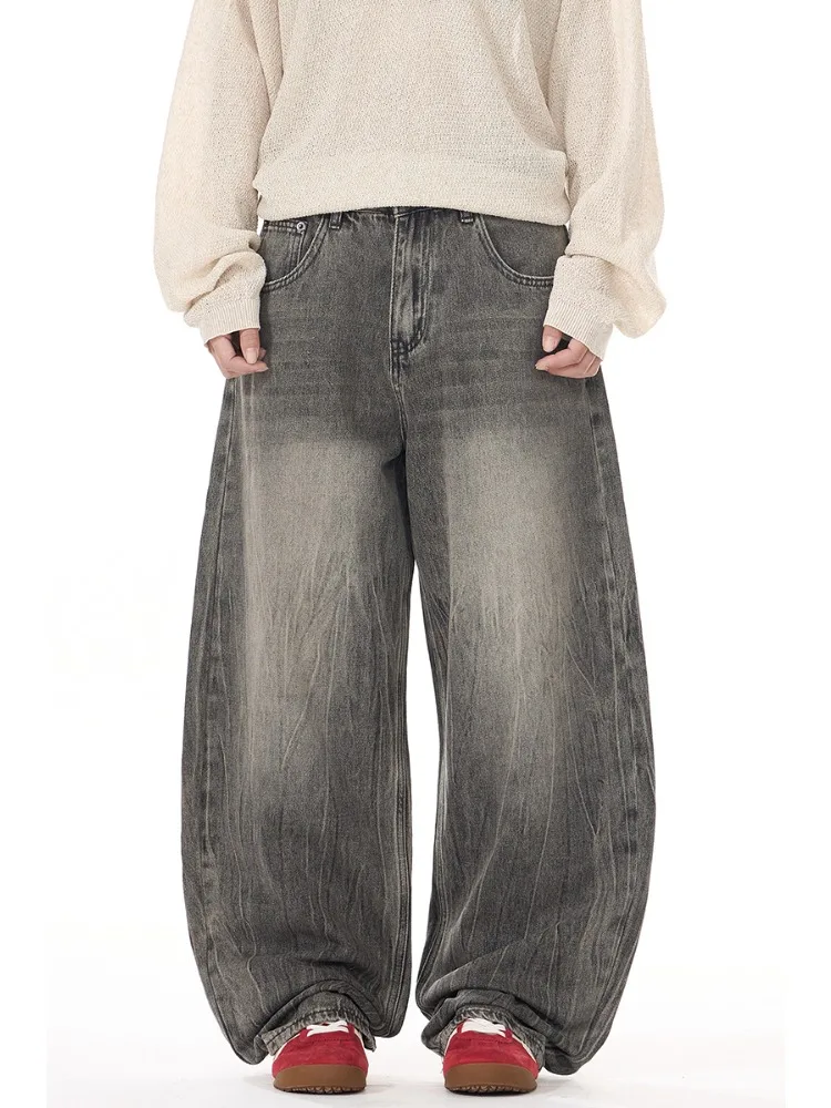 

Men's Loose Jeans Autumn New Wide Pants Streetwear Casual Straight Harajuku Vintage Personality Denim Trousers Male