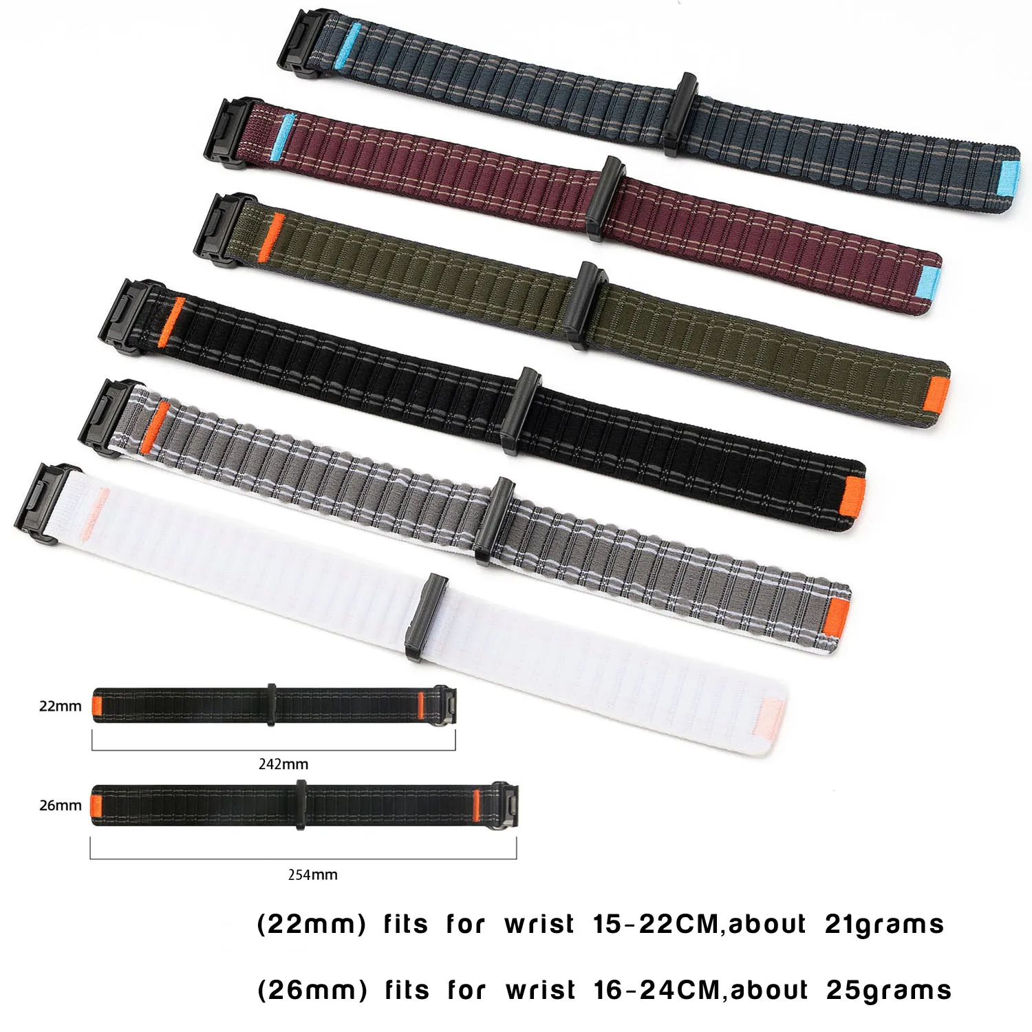 Sea Wave Nylon Loop Watch Strap for Garmin Fenix 8 5 6 7X Pro Epix 935 965 Tactix MARQ Replacement Watch Band Wrist Bracelet