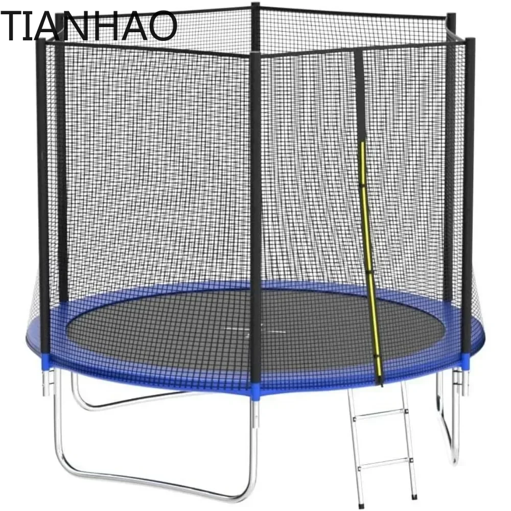14ft/15ft Trampoline with Safety Net, Outdoor Trampoline with Basketball Stand, Heavy Duty Jumping Mat and Spring Cover Pad