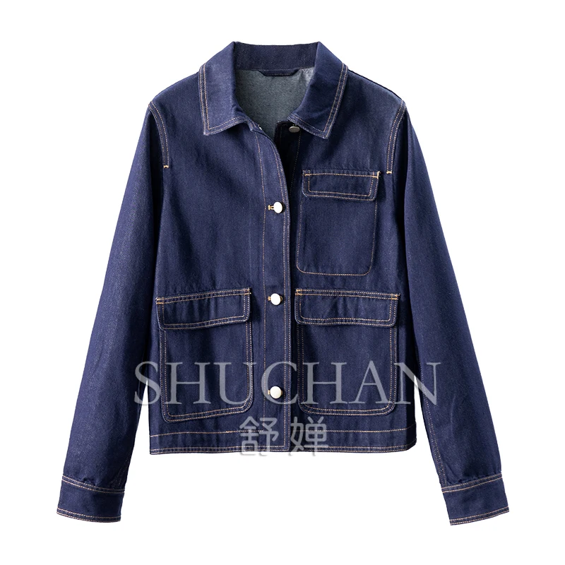 

French Early Autumn Tencel Cotton Loose Denim Jacket Short Jacket Women's 06F2 Jean Jacket for Women