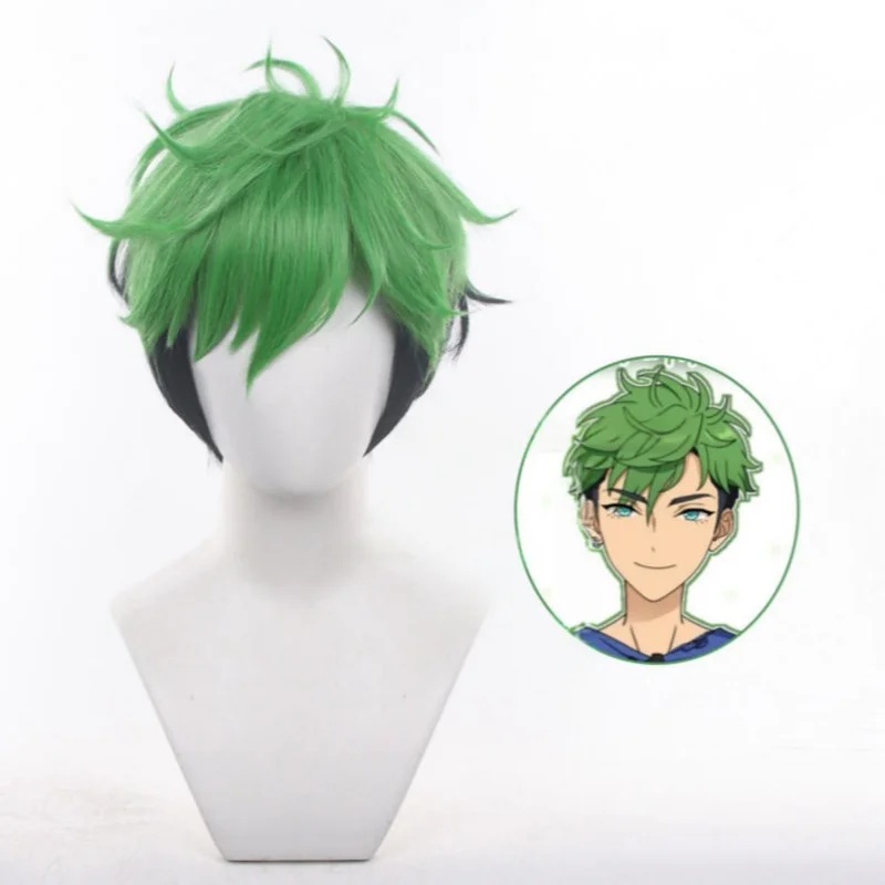 

ES MELLOW DEAR US Sakasaki Juis Cosplay Wig Green Black Mixed Wig Anime Heat Resistant Synthetic Wigs Halloween Role + Wig Cap