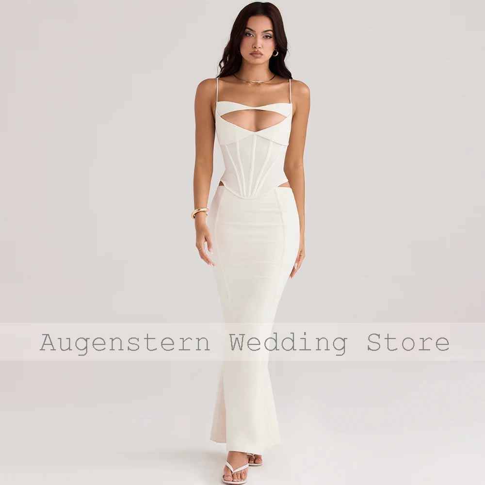 Sexy Hall Wedding Dresses Jersey Mermaid/Trumpet Bridal Dress White Spaghetti strap Hollow Zipper Wedding Party Dres Maxi 2025