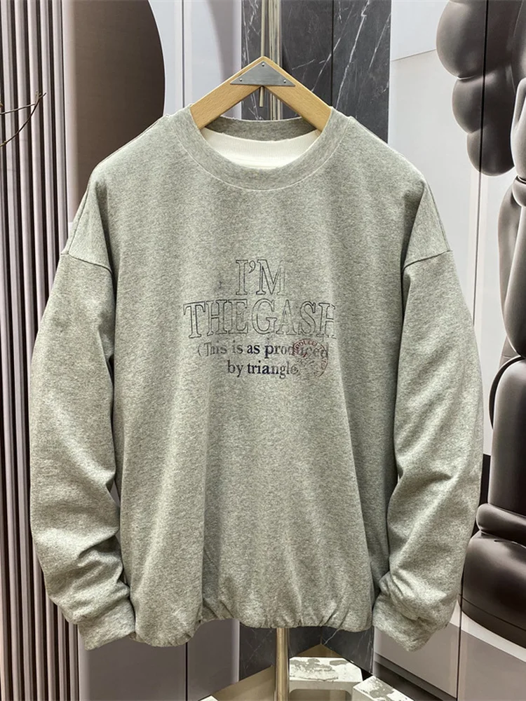 الأمريكية Sle جولة Ne Sweatirt الرجال فضفاض تصميم غير رسمي على الوجهين ارتداء إلكتروني طباعة أعلى تنفس القطن طويل Sve #5