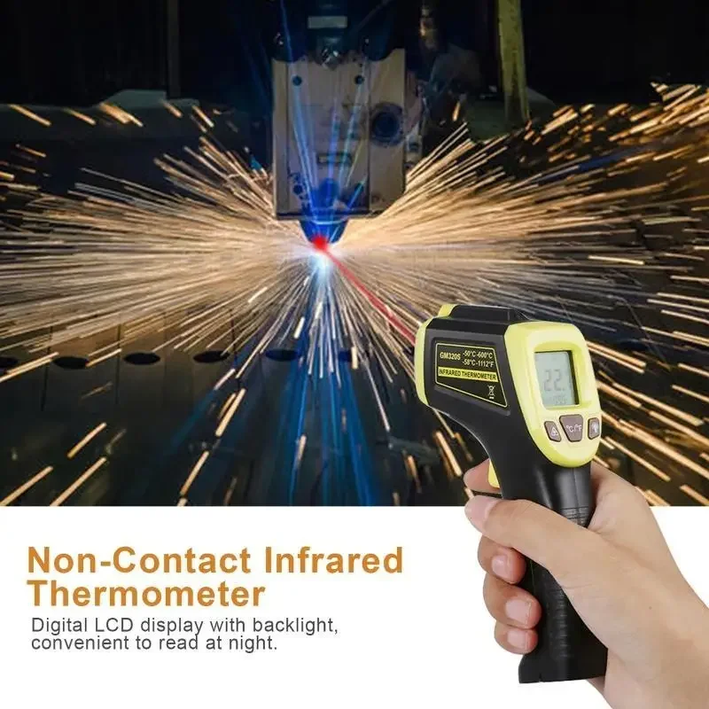 

Thermometer Non Contact Pyrometer GM320 Industrial LCD IR High Temperature -50~600℃/ -58~1112℉ for Industry