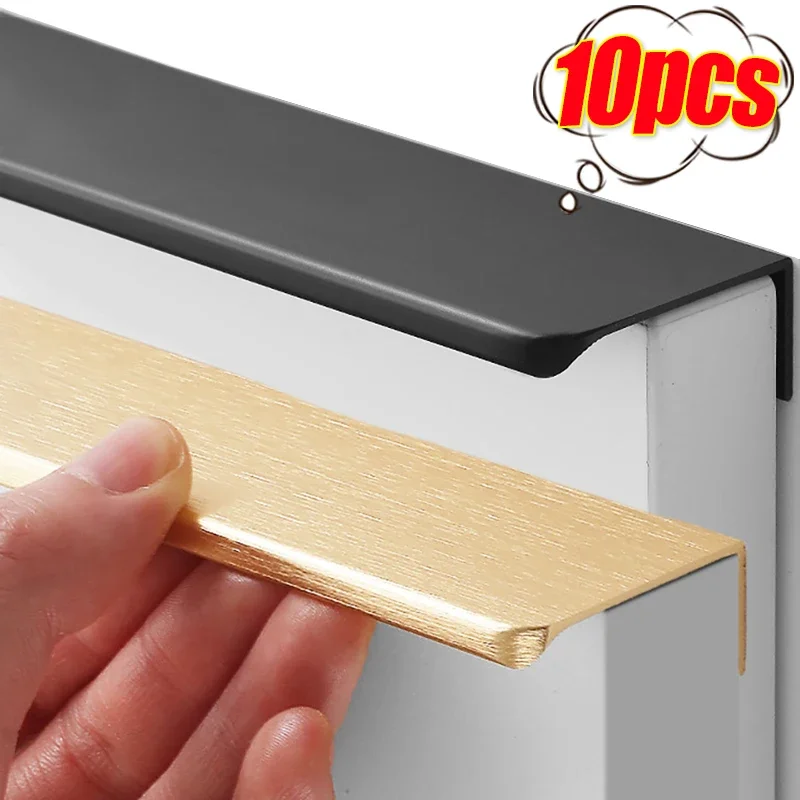 10-1PCS Invisible Drawer Handles Aluminum Alloy Cabinet Cupboard Door Pulls Non-punch Furniture Cabinet Knobs Home Hardware Kits