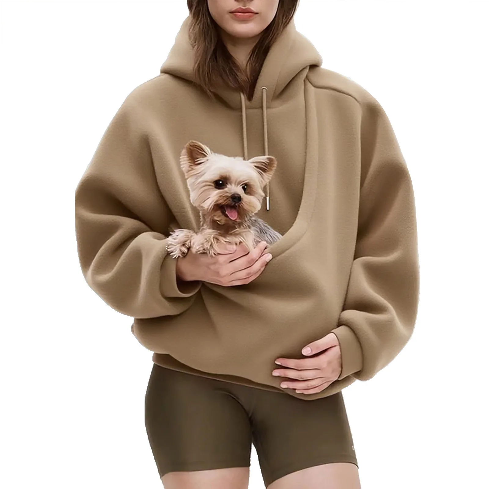 

Cozy Hooded Plush Pet Sweatshirt, Loose Pullover Winter Warm Cat Dog Clothes, Solid Color Casual Tunic for Small Pets