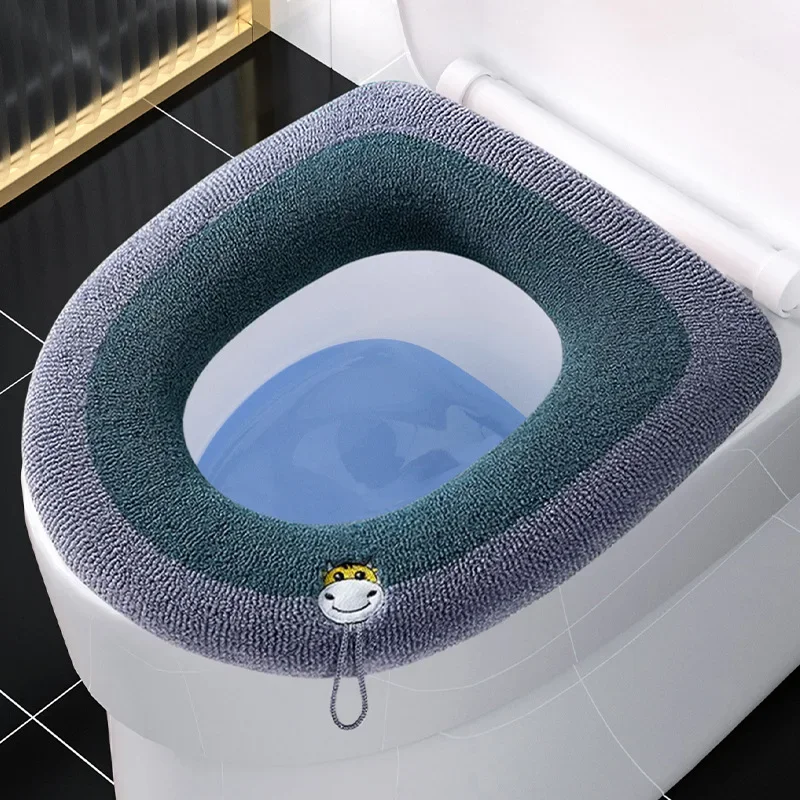 

Warm Toilet Seat Cover Mat BathroomToilet Pad Cushion with Handle Thicker SoftWashable Closestool Warmer Accessories