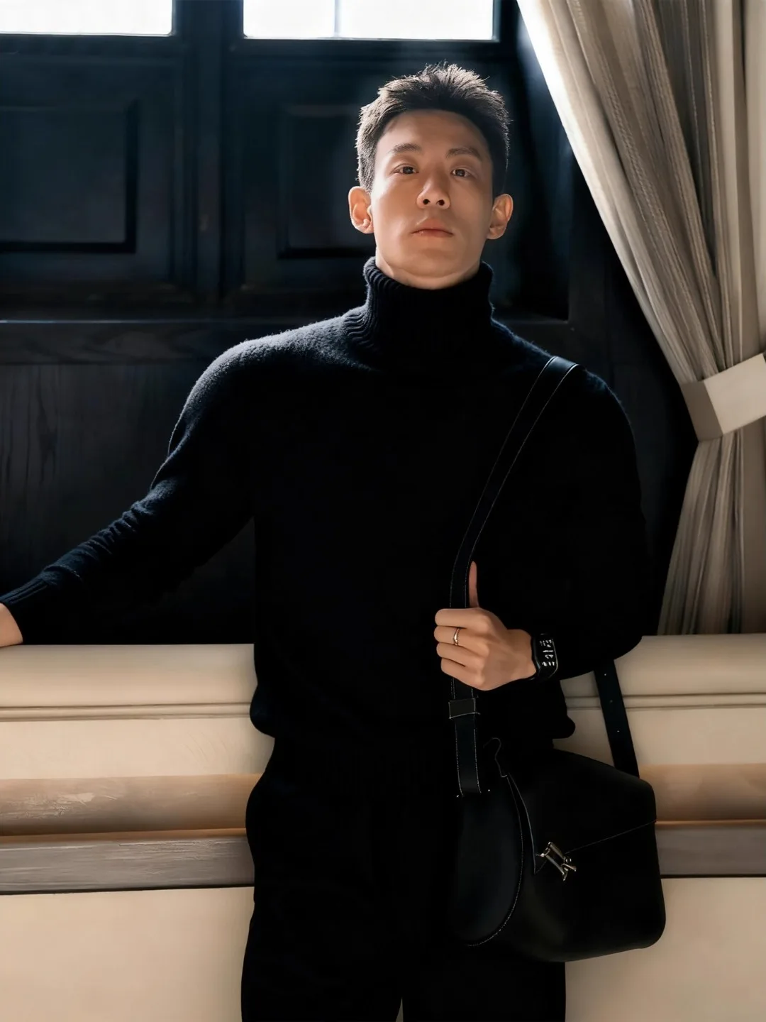 

Cleanfit Bla High Collar Men's Knitwear Slim Fit Inner irt Briti Sle Autumn Winter Faion Sensation Premium Feeling