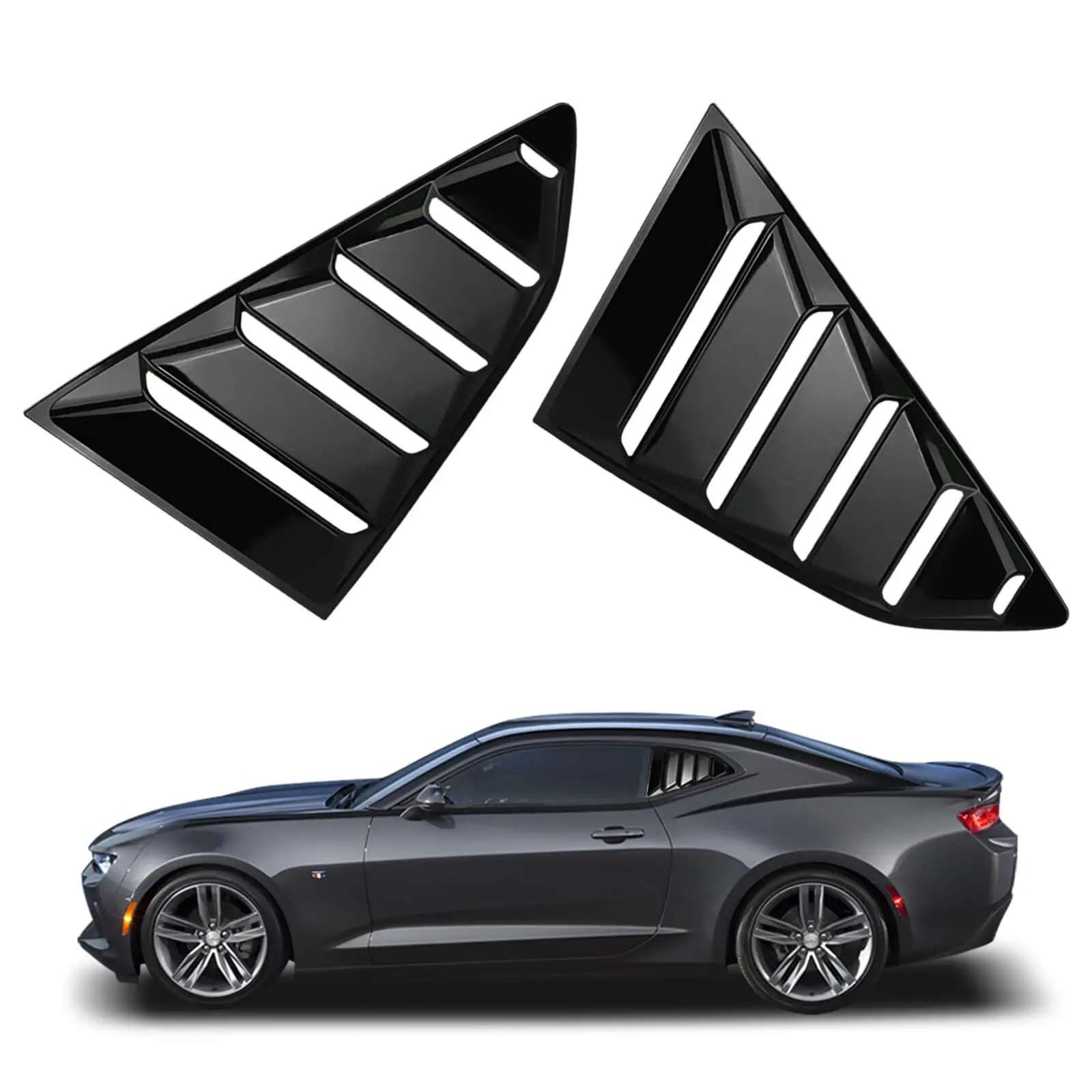 Подходит для 6-го Chevrolet Chevy Camaro 2016-2022 Quater, оконные жалюзи, боковая накладка вентиляционного отверстия, 2 шт., крышка заднего стекла автомобиля, спойлер
