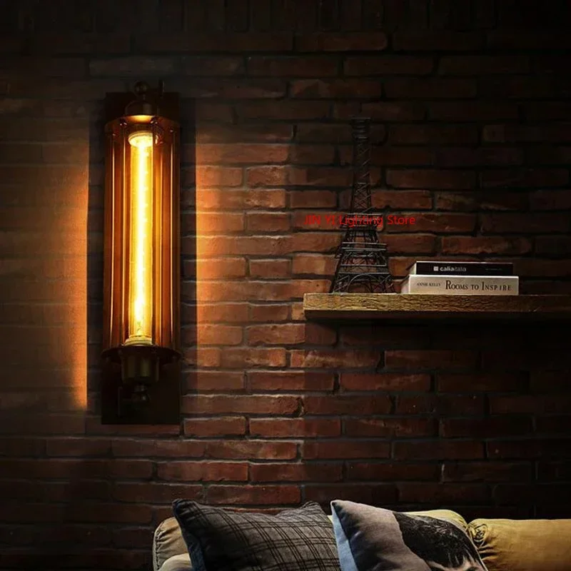 Industrial Style Retro Wall Lamp for Restaurant Loft  Light  Bedside Room Decor Indoor Led Lighting with Light Bulb Warm Light