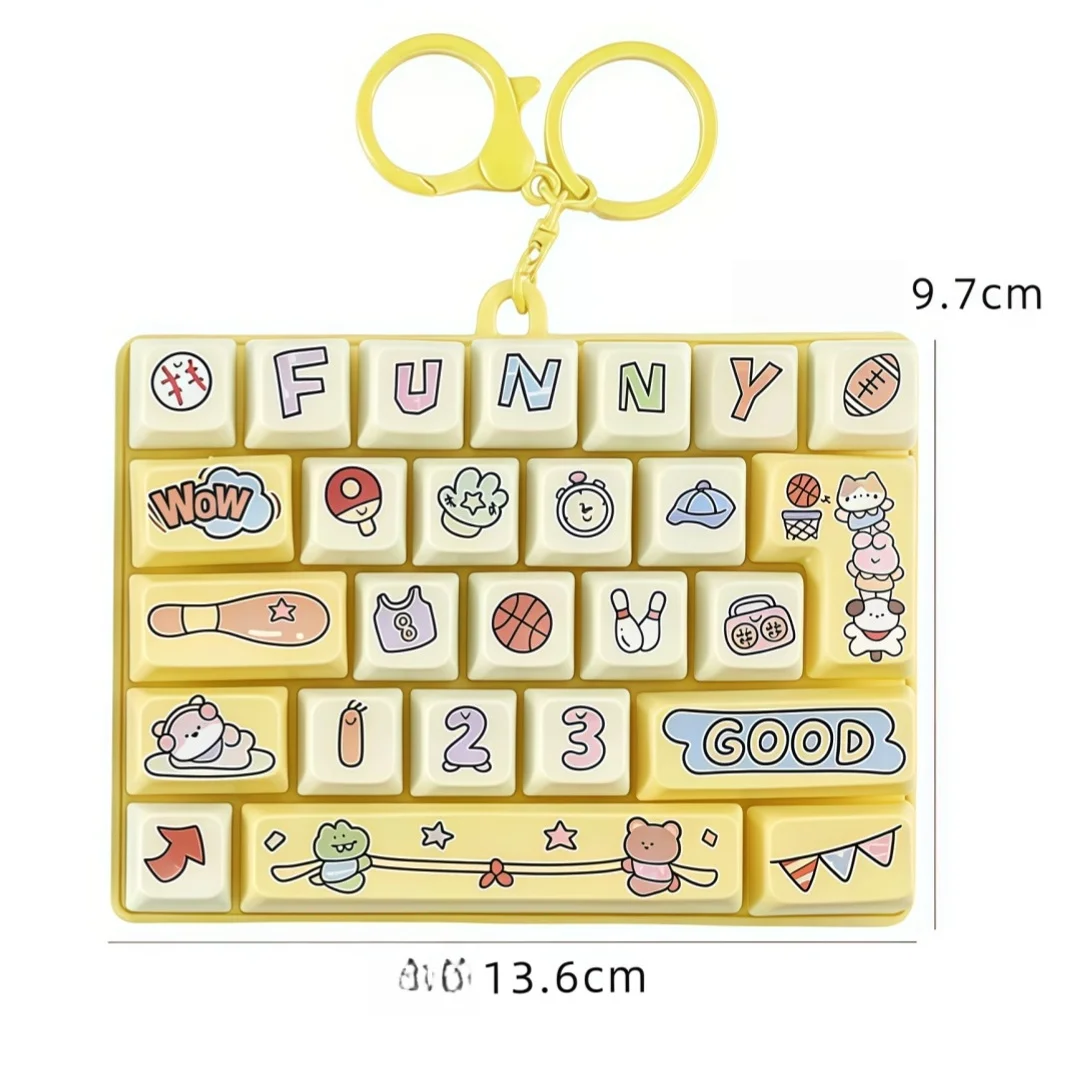 Ocean-Themed Cartoon Stress-Relief Keyboard Toy, Realistic Button Press Toy for Stress Relief, Portable Children's Boredom-Relief Squeeze Toy Pendant