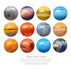 (1Pc) Boy's Birthday Party Decoration Props Photo Toy Balloon 4D Stereo Round Space Eight Planets Pattern Shape Creative Aluminum Film Balloon Earth Moon Sun Celestial Planet Balloon