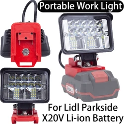 Cordless LED Work Light for Lidl Parkside X20V Li-Ion Battery Portable Outdoor Emergency Light Flashlight Portable Lantern