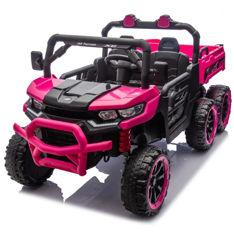 24V 4WD 2-Seater Kids Electric Dump Truck, 6-Wheel Ride On UTV with Remote Control, Music, Bluetooth, USB, for Ages 3+