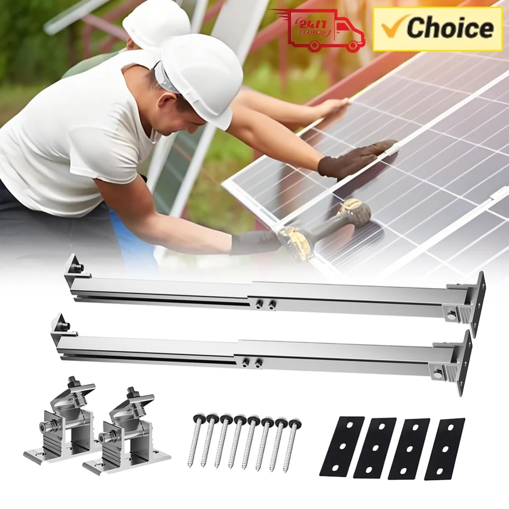 Solar Holder End Clamp Kit Adjustable Solar Panel Mount Support Aluminum Alloy Solar Panel Mounting Bracket 15-30 Degrees Rack