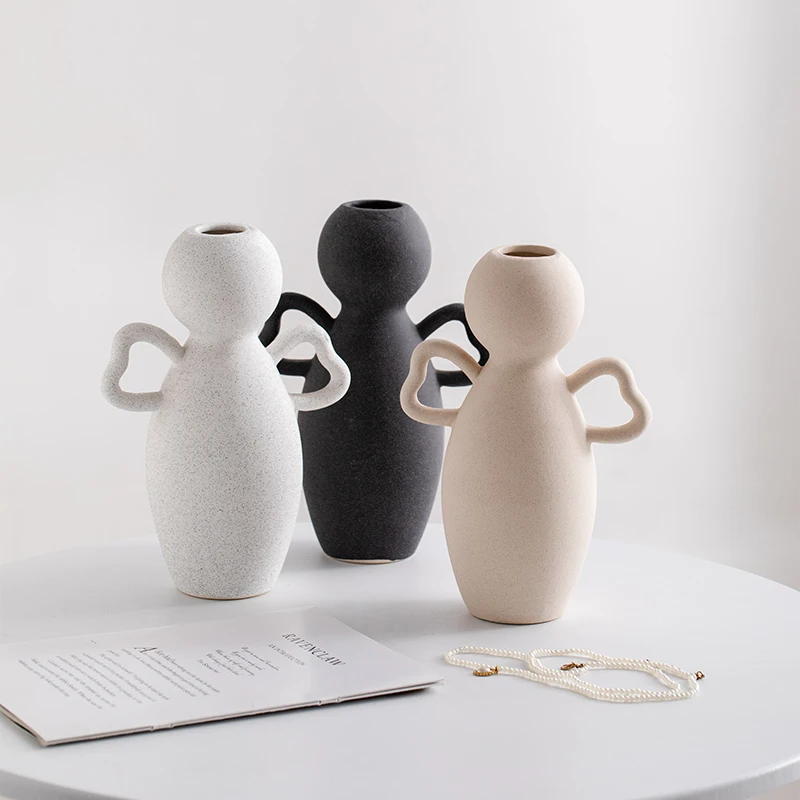 

Ceramic vase - Nordic matte white modern minimalist flower arrangement decorative item - dried flowers or fresh flowers - table