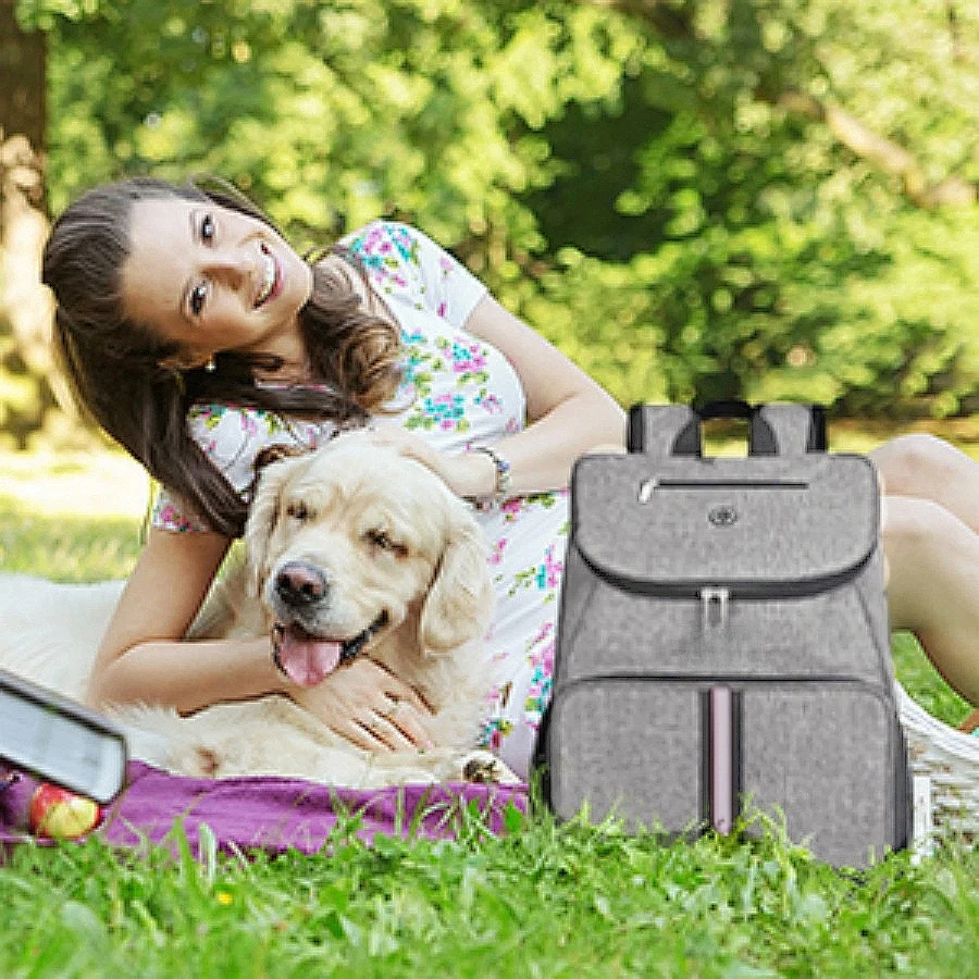 Bolsa de viagem para cães, mochila de armazenamento com bolsos multifuncionais e recipientes de armazenamento de alimentos, 2 tigelas dobráveis, 1 peça