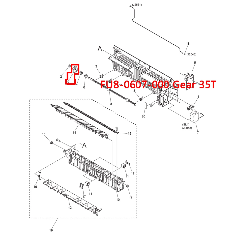 캐논 iR2520 iR2525 iR2530 iR2535 iR2545 ADV 4025 4035 4045 4051 4225 4235 4245 4251, FU8-0607-000 기어 35T