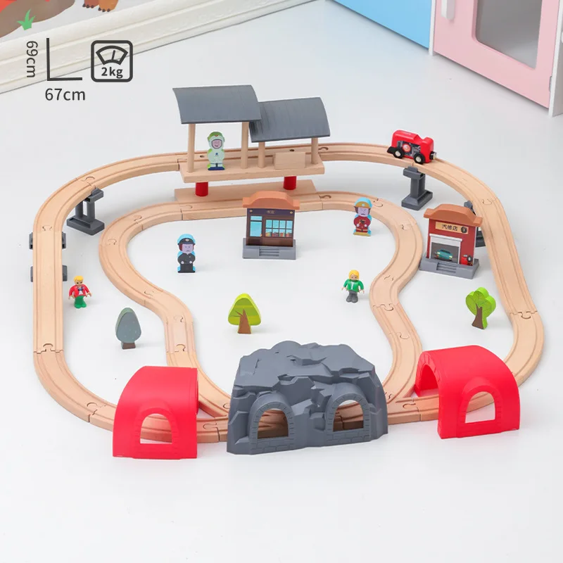 Diy Wooden Belt Tunnel Track Set Compatible With All Brands Of Railway Road Accessories Assembly Toys For Children Gifts PD65