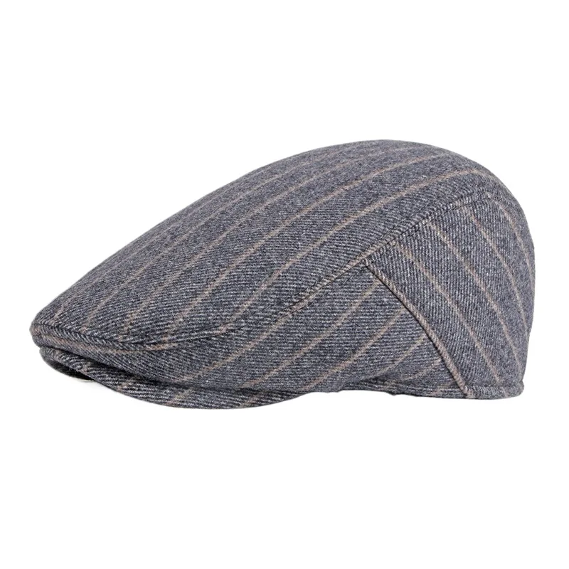 Autumn And Winter New Woolen Thick Quilted Beret Men's British Retro Warm Duck Tongue Advance Hats Women's Painter Cap