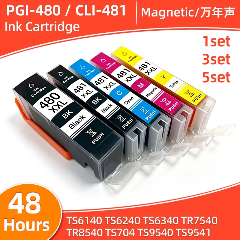 1set PGI 480 PGI-480 CLI-481 PGI480 Ink Cartridge Compatible For Canon PIXMA TS704 TR7540 TR8540 TS8140 TS6140 TS9140 TS6240