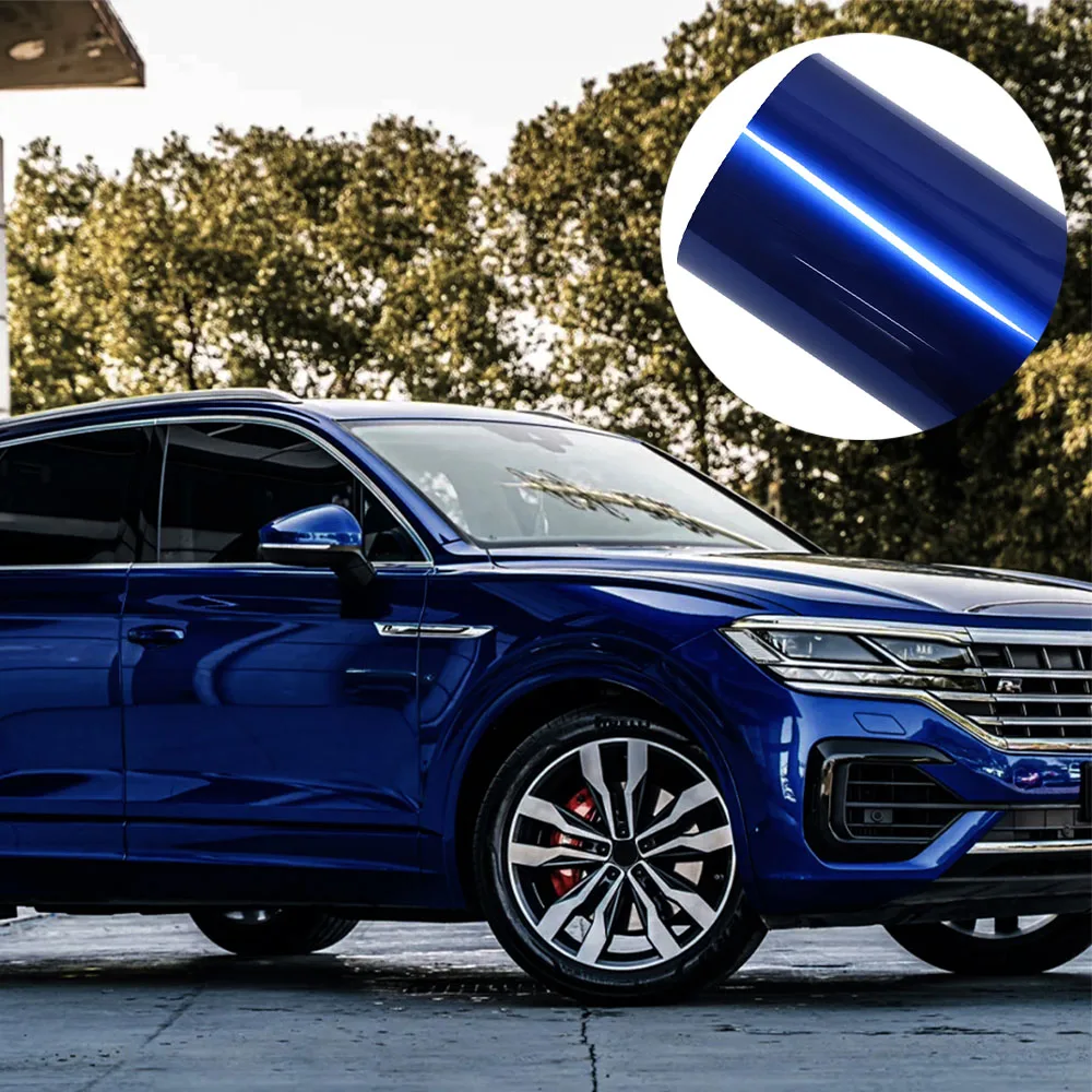 Liquid Deep Blue Car Vinyl Wrap Film with PET Release Liner Air‑Channel Bubble Free Self‑Adhesive Decal Auto Wrapping Film