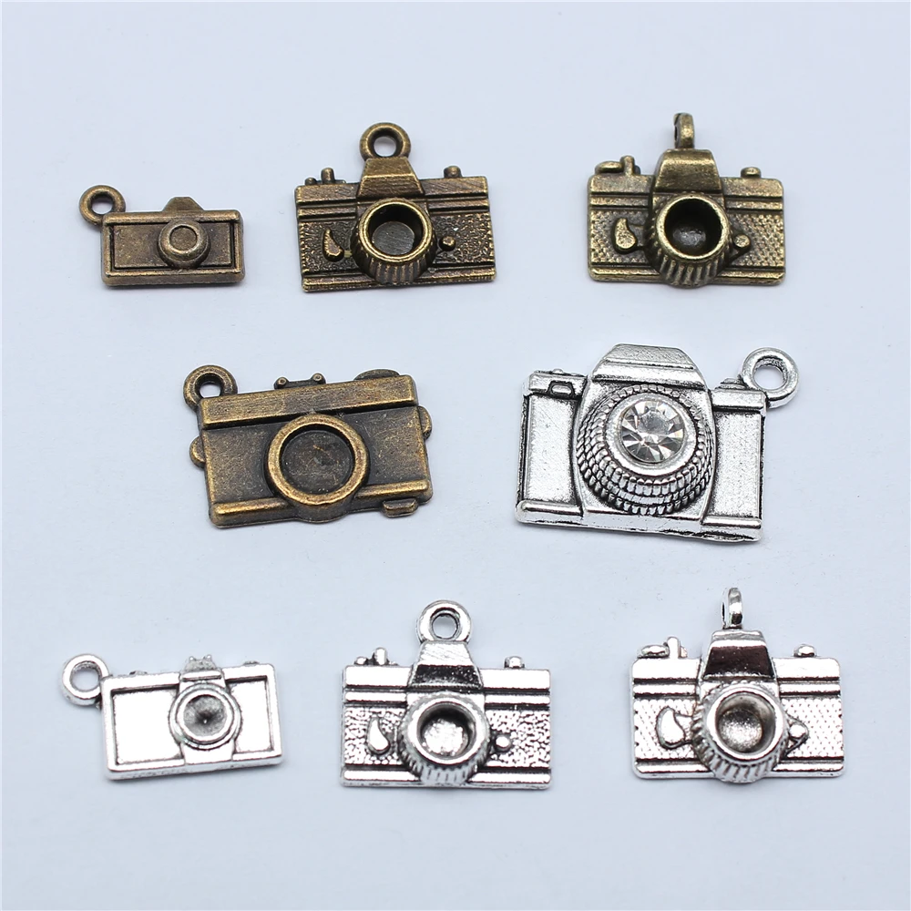 10pcs Camera Charms For Jewelry Making Tibetan Bronze Silver Color Pendants Antique Jewelry Making DIY Handmade Craft