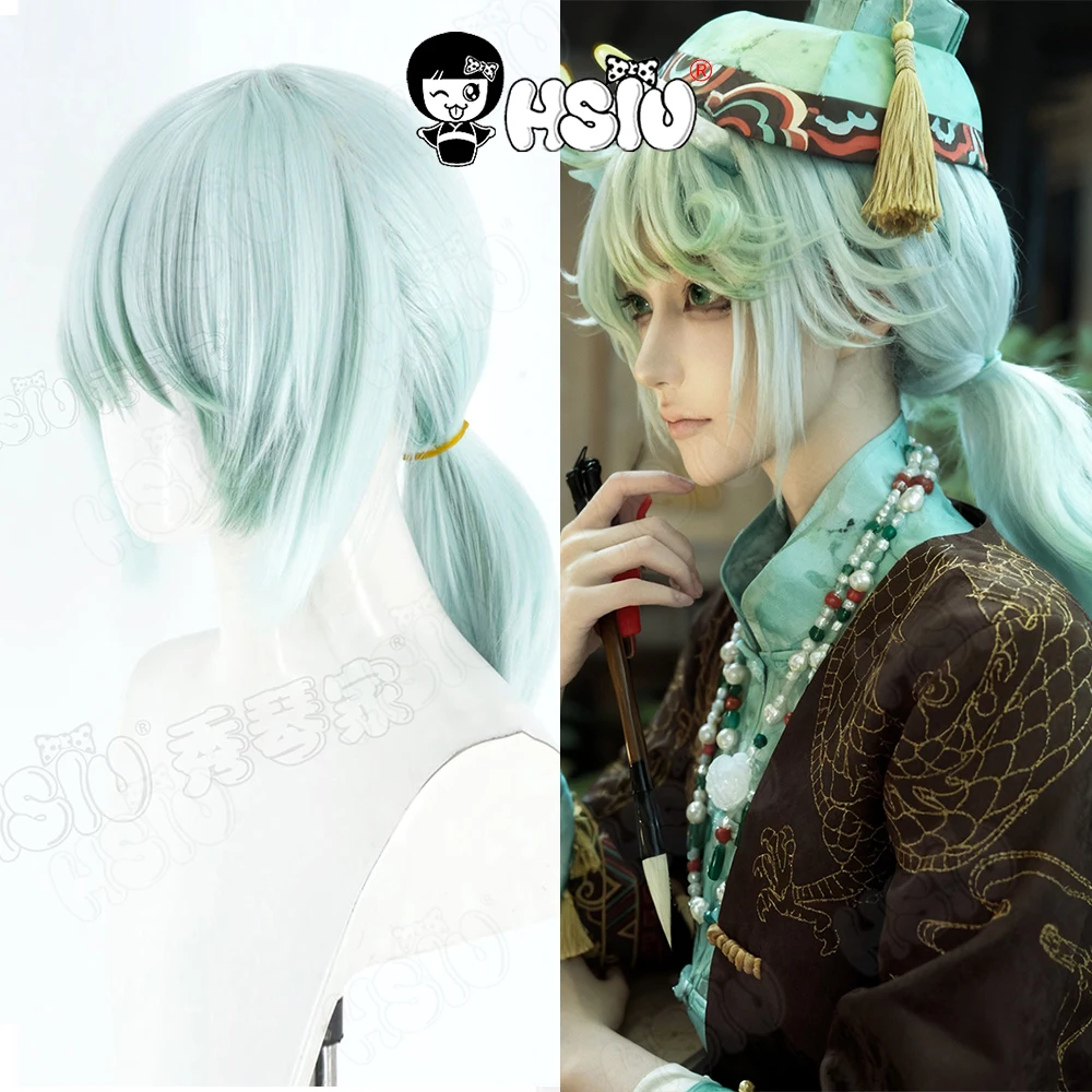 

Edgar Valden Cosplay Wig HSIU 40Cm Light blue short hair Synthetic Wig+Wig cap GAME Identity V painter Edgar Valden Cosplay